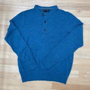 Banana Republic Men's Merino Wool 3-Button Pullover in Blue; Size L